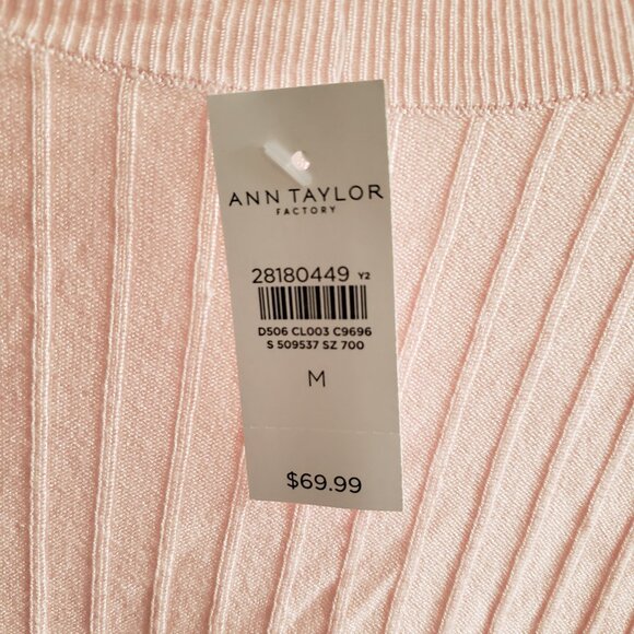 BNWT ANN TAYLOR FACTORY blush rose pink ribbed rayon blend (M) - Picture 6 of 6